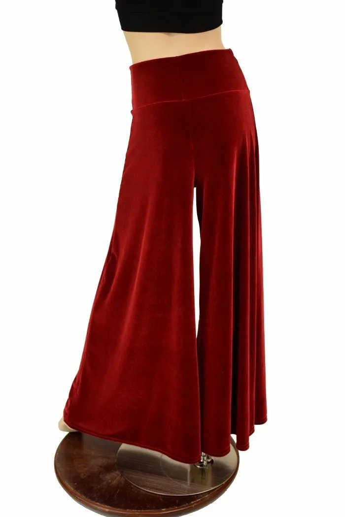 Red Velvet Wide Leg Pants