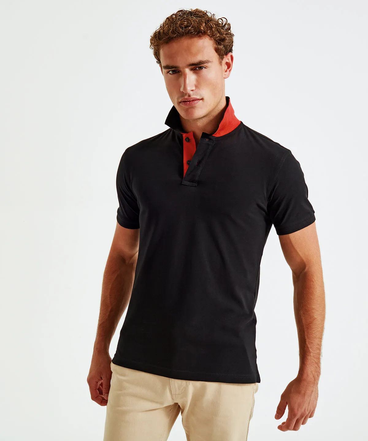 Red/Navy - Men's classic fit contrast polo