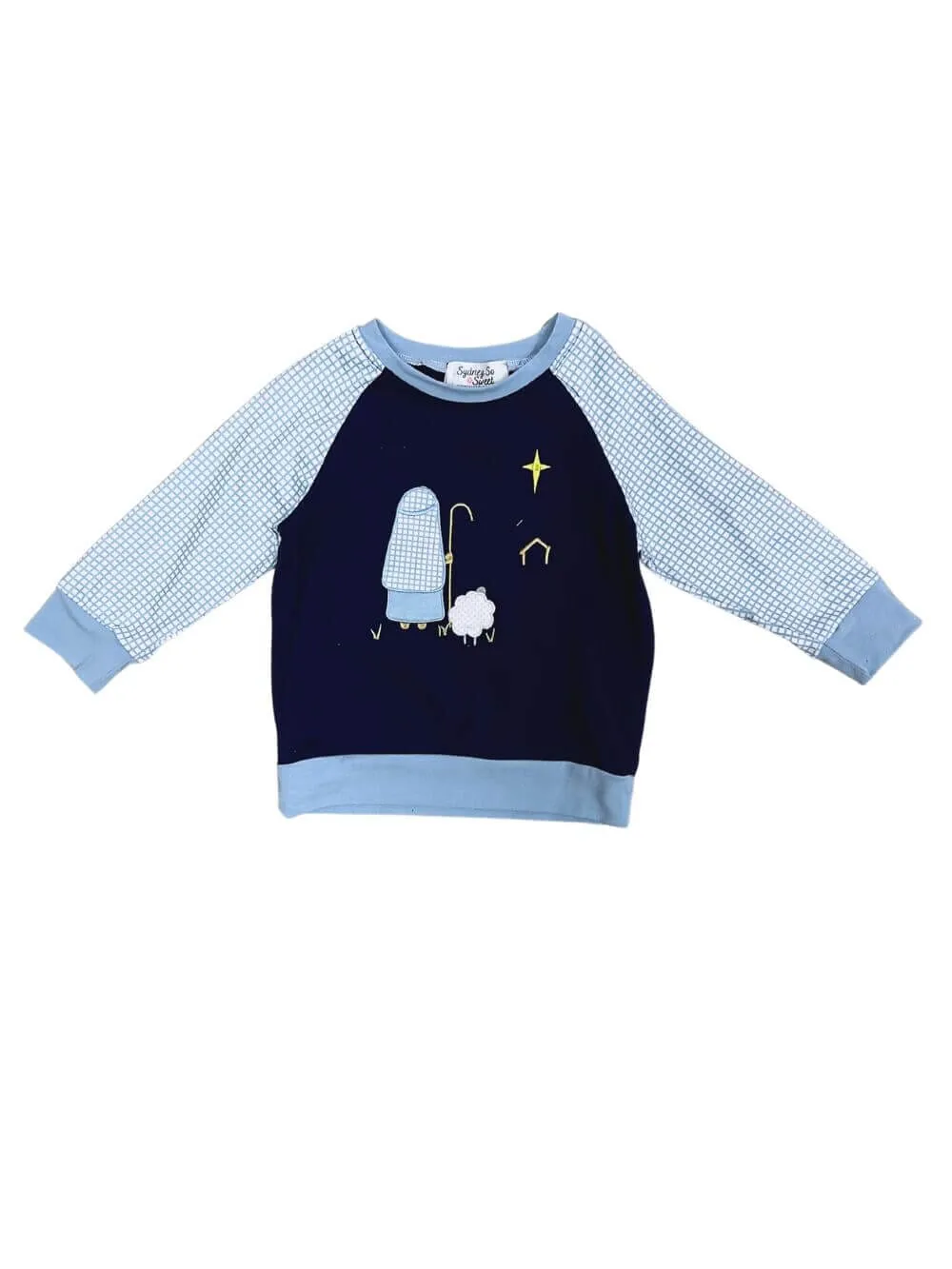 Shepherds Keep Watch Blue Boys Christmas Pullover Top