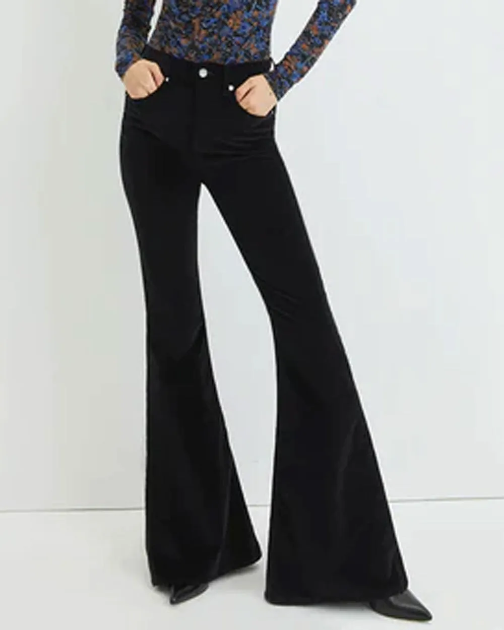 Sheridan Bell Bottom Pant in Black Velvet