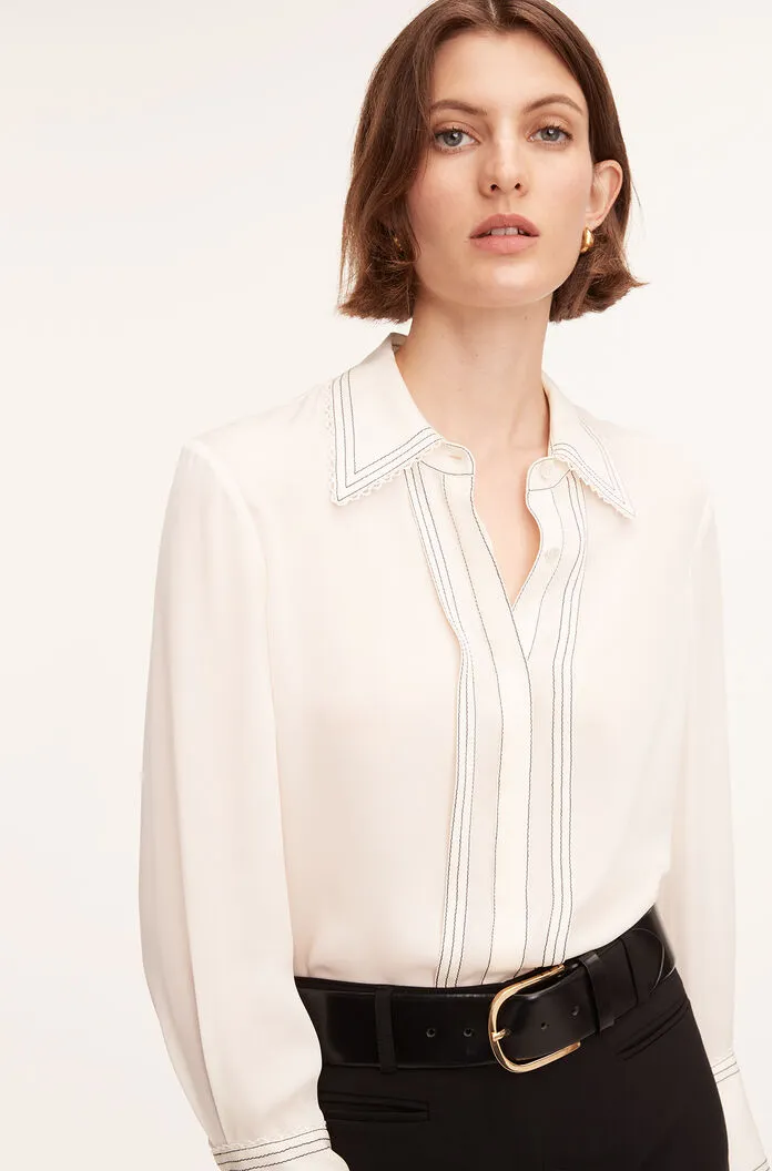 Silk Pleated Blouse - Snow