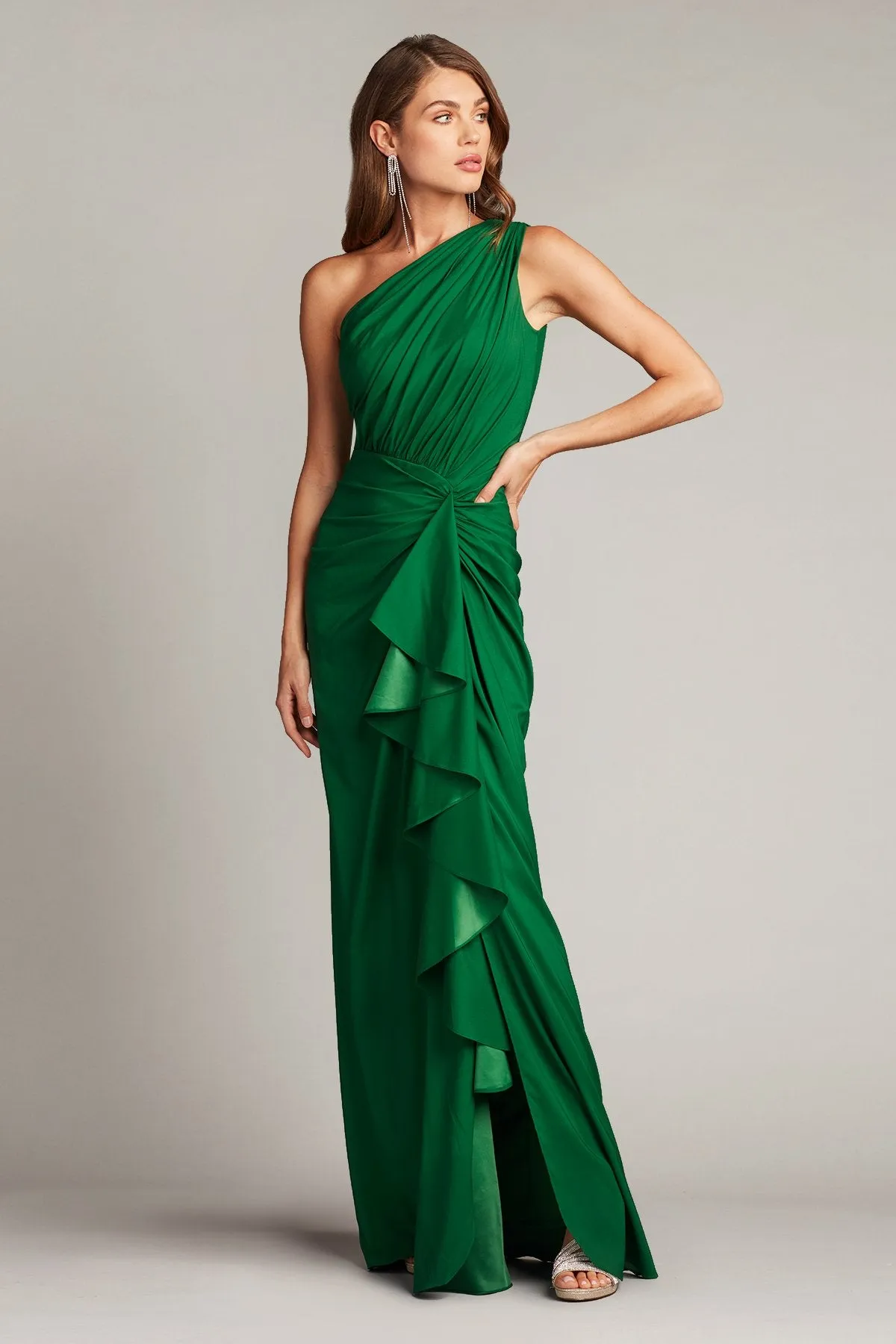 Tadashi Shoji - 3I489L - One-Shoulder Waterfall Drape Gown