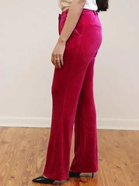 Velvet Wide Leg Pant Magenta