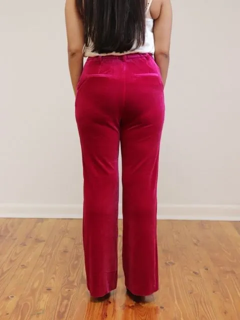 Velvet Wide Leg Pant Magenta