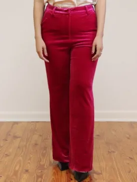 Velvet Wide Leg Pant Magenta