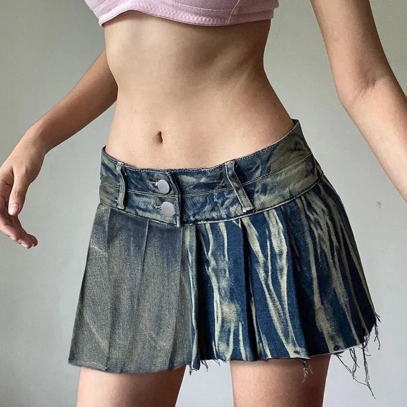 Vintage Blue Low Rise Denim Skirt