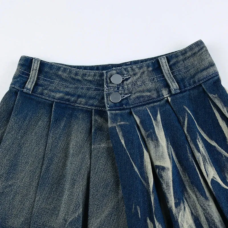 Vintage Blue Low Rise Denim Skirt