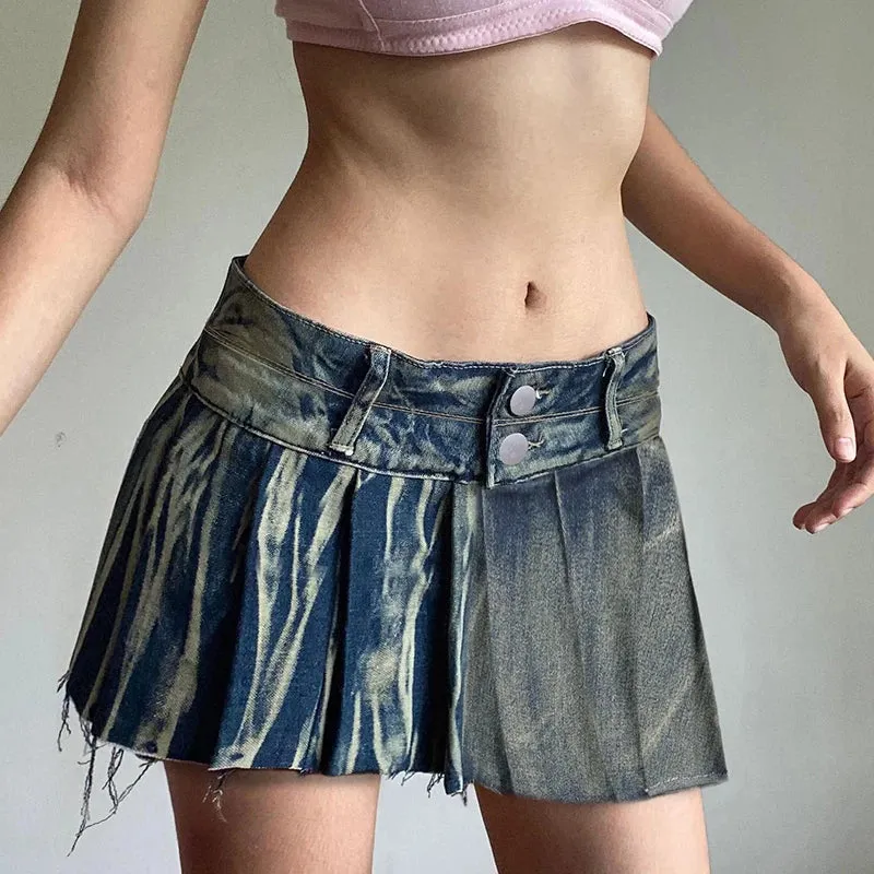 Vintage Blue Low Rise Denim Skirt