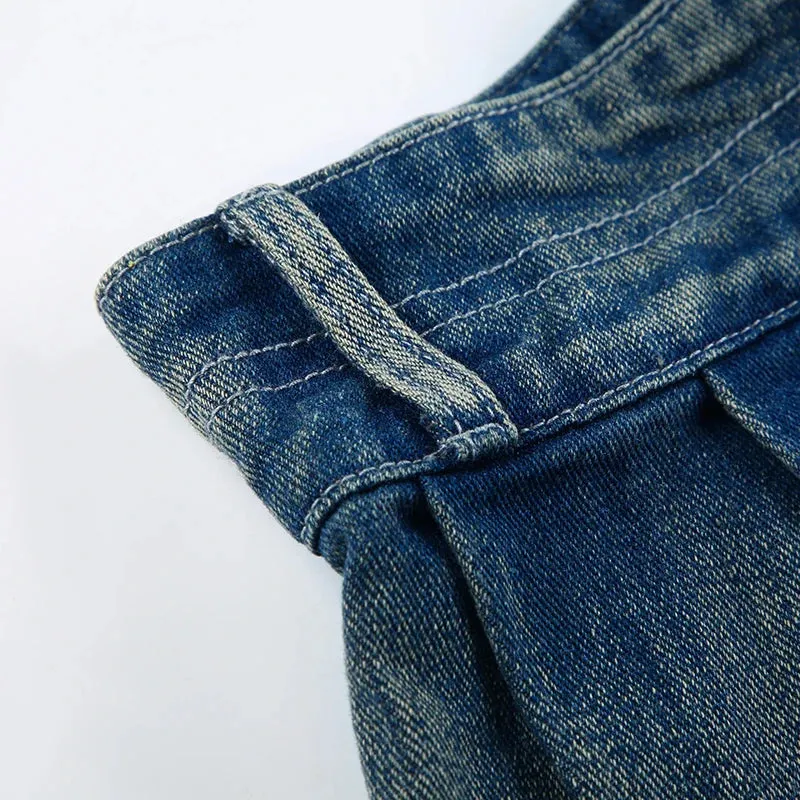 Vintage Blue Low Rise Denim Skirt