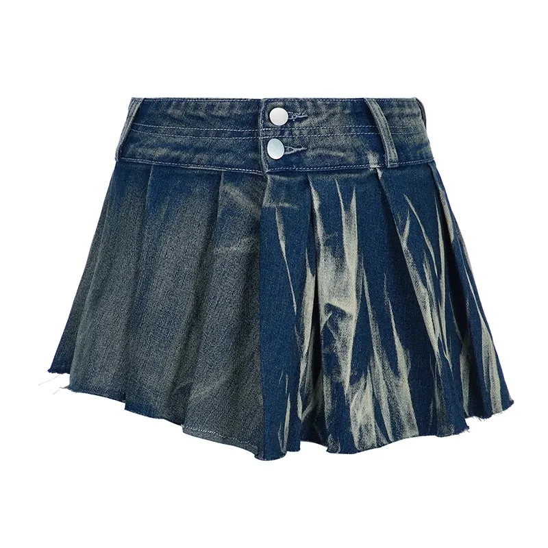 Vintage Blue Low Rise Denim Skirt