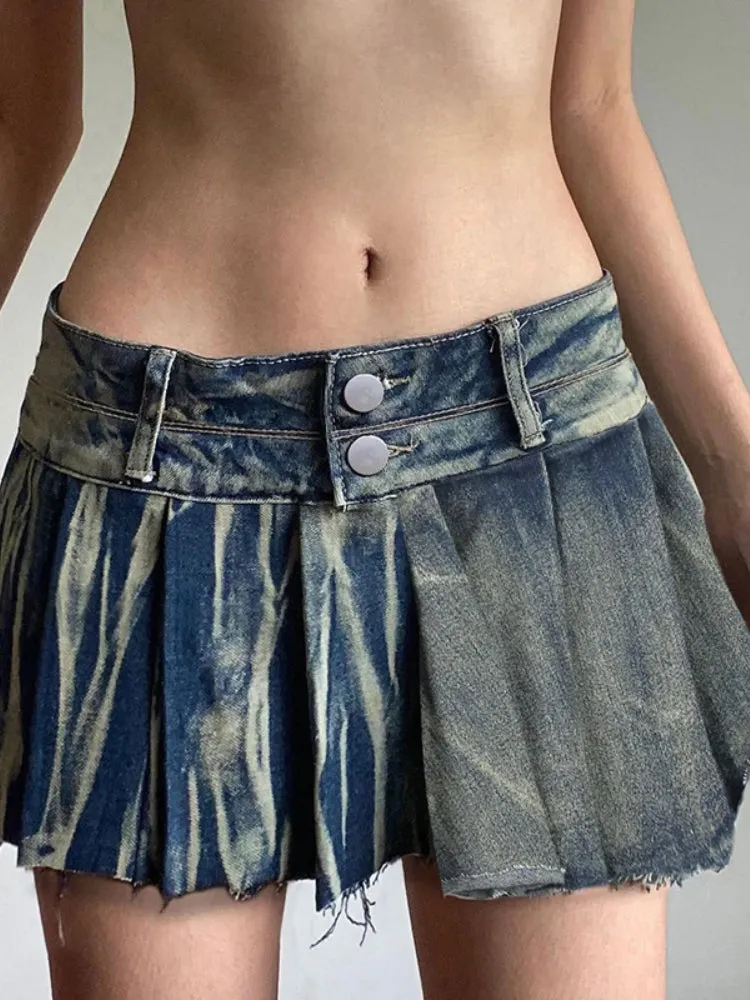 Vintage Blue Low Rise Denim Skirt