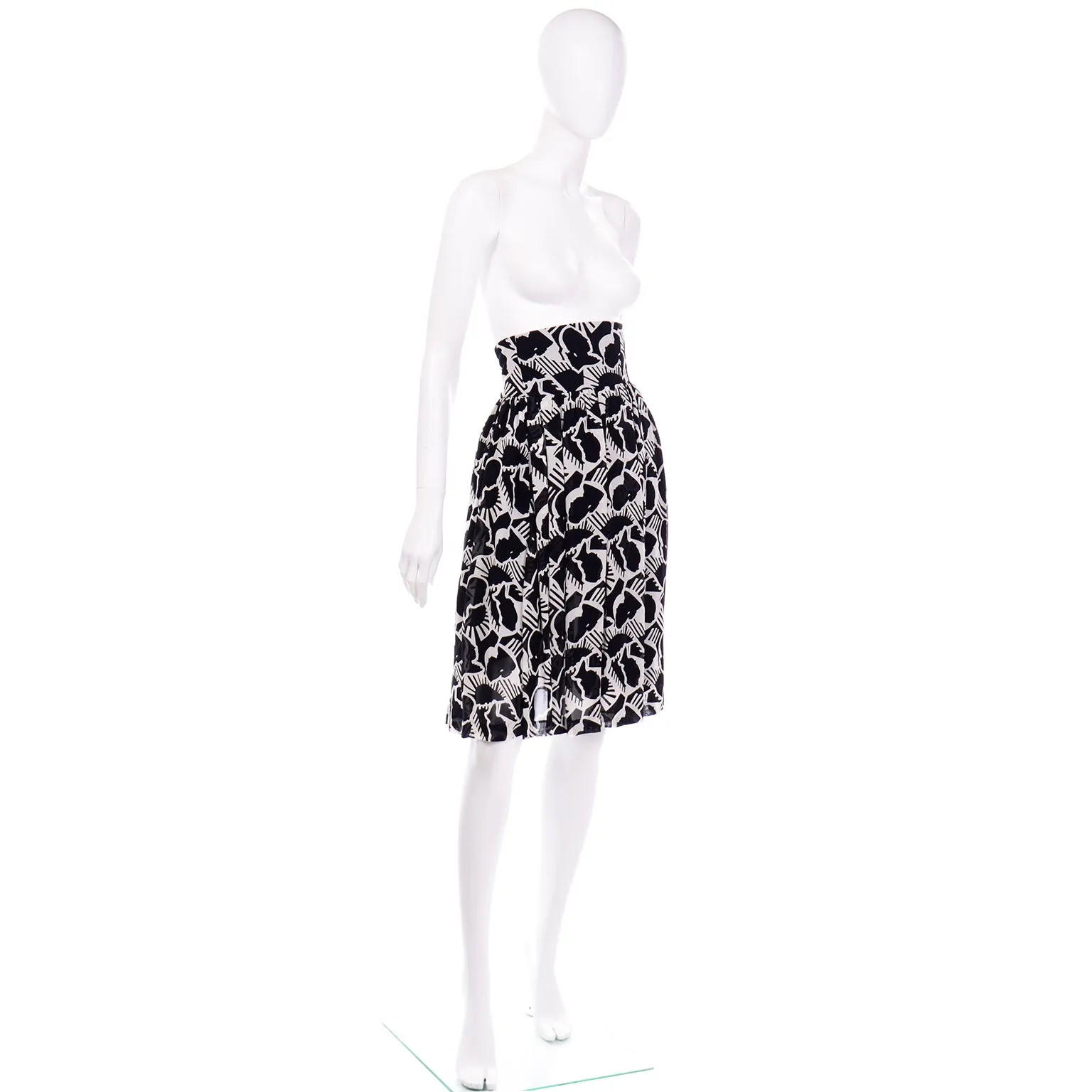 Vintage Karl Lagerfeld Black & White Self Portrait High Waist Skirt