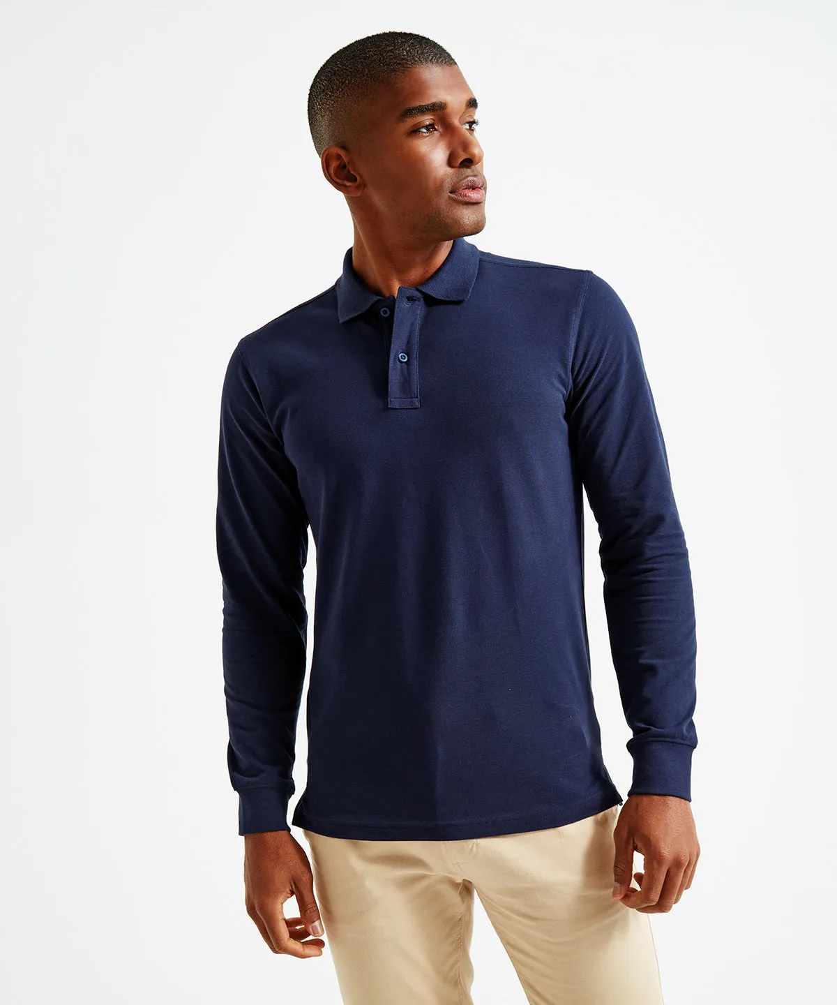 White - Men's classic fit long sleeved polo