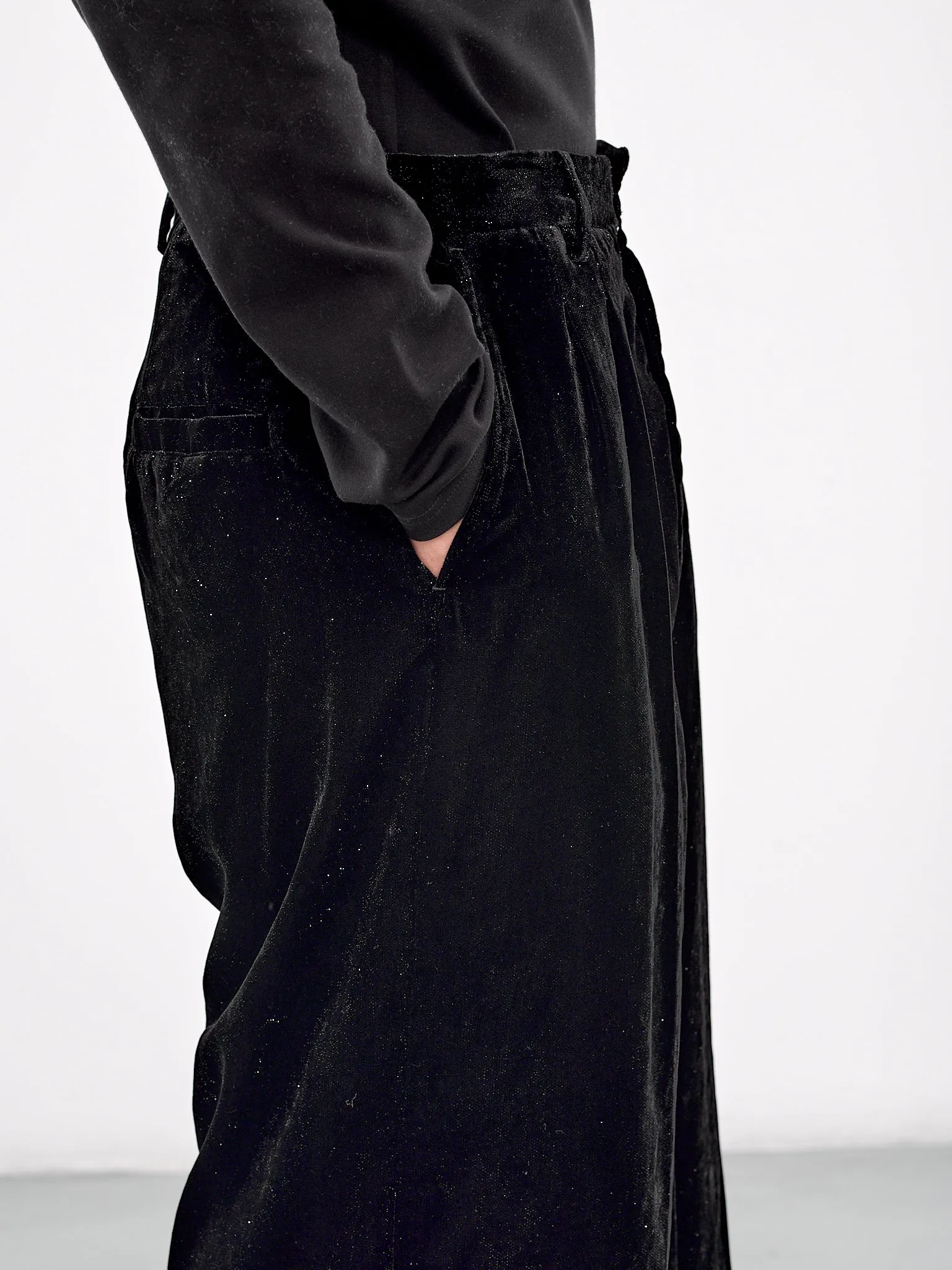 Wide Leg Velvet Trousers (PT2024-BLACK)