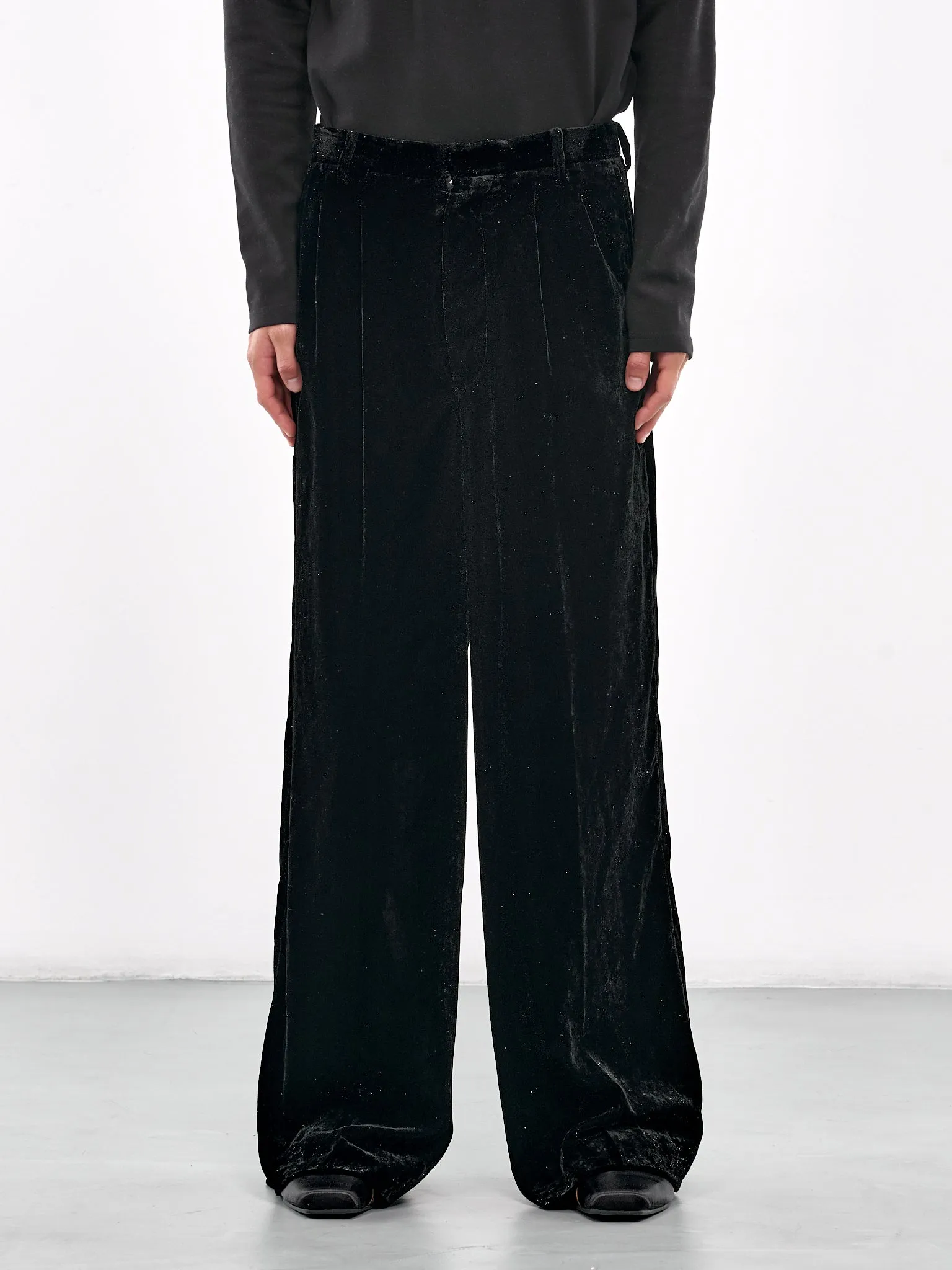 Wide Leg Velvet Trousers (PT2024-BLACK)